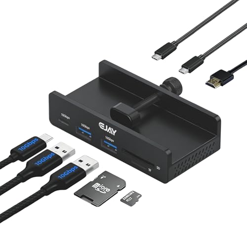 Hub USB C 7 en 1 avec pince fixable, HDMI 4K 60Hz et transfert rapide 10 Gbps