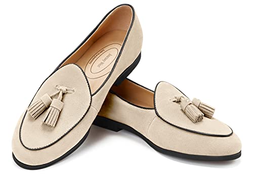 Journey West Suede Tassel Loafer For Women Slip-On Belgian Penny Loafers Shoes For Women Beige Us 7 #TOP2