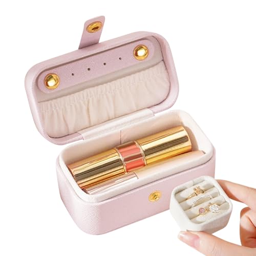 Generico Joyero de viaje | Estuche organizador mini de viaje, portaobjetos impermeable de piel sintética para mujeres y niñas para dormitorio avión crucero baño camping