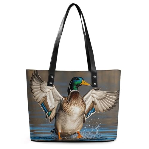 Sac à main en cuir au motif litchi chic avec imprimé canards sauvages