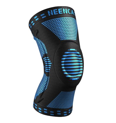 Image of NEENCA Professional Knee Brace, Compression Knee Sleeve with Patella Gel Pad & Side Stabilizers, Medical Knee Pad for Running, Workout, Arthritis, Joint Recovery - Single (Blue, XXL)