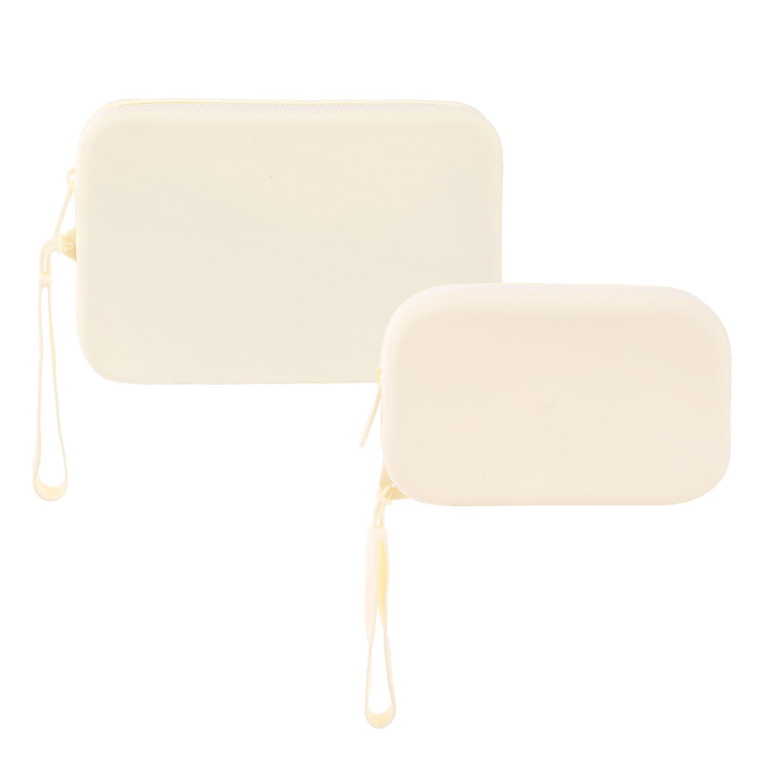 DAMILY Borsa Cosmetica in Silicone Impermeabile, Borsa Cosmetica Portatile Da Viaggio, Borsa Di Lavaggio Carina, Portafoglio Della Borsa Cosmetica Della Chiusura Lampo, Unisex (Beige)