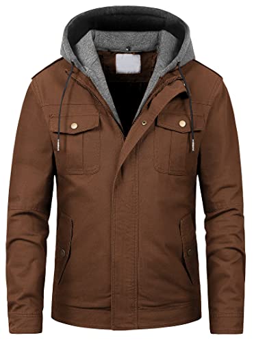 Pursky Spring Autumn Fall Military Jacket Men Fashion Jackets Casual Cargo Cotton Plus Size Male Jacket Coffee M #TOP20