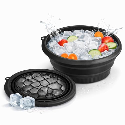 SHITHI Ice Face Bowl with Built-in Ice Tray, Collapsible Silicone Face Dipping Bowl for Ice Bath, Reduces Puffiness, Tightens Skin & Helps Acne Relief