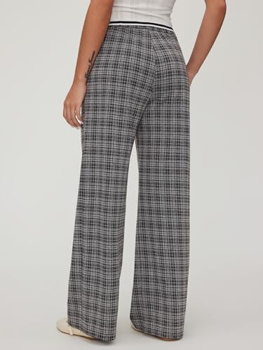 Image of CIDER Plaid Wide Leg Pants for Women Checkered Pants Business Trousers