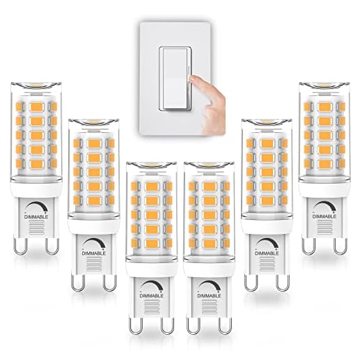 YUIIP G9 LED Bulb Dimmable, 4W, 40W Halogen Equivalent, 3000K Warm White, AC 120V G9 Bi Pin Base Light Bulbs, 380LM, No Flicker, 360° Beam Angle, Pack of 6