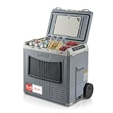 TZS First Austria - Frigo a Compressore Portatile 50L - Classe Energetica B - Raffreddamento fino a -20°C - App e Touch - 12/24V e 230V - Uscita USB - Trolley e Accessori Completi - Grigio