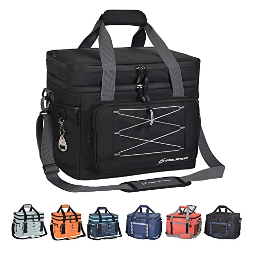 Maelstrom Collapsible Soft Sided Cooler - 60 Cans Extra Large Lunch Cooler Bag Insulated Leakproof Camping Cooler, Portable for Grocery Shopping, Camping, Tailgating and Road Trips，Black