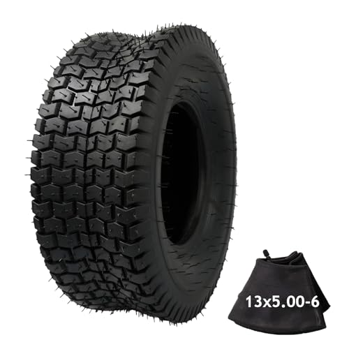 13x5.00-6 Tire and Tube Set, 350 lbs Load Capacity for Riding Lawn Mowers and Utility Carts, with Standard Tread & Puncture-Resistant Inner Tube for Reliable All-Surface Traction