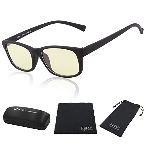 DUCO Blue Light Blocking Glasses Gamer Glasses and Computer Eyewear Anti-Glare Protection Anti-Fatigue Anti UV Glasses for Smartphone Screens, Computer or TV (Classic Black)