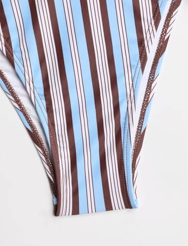 Image of ZAFUL Women's Polka Dot Bikini Set Double Layer Halter Swimsuit Colorblock Side Tie 2 Piece Bathing Suit