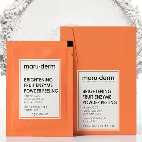 Maruderm Brightening Fruit Enzyme Powder Peeling - Gentle Exfoliating Face Cleanser for Dark Spots with Vitamin C - Uneven Skin Tone & Brighter Looking Skin - Powder Formula for Easy Use - 60g