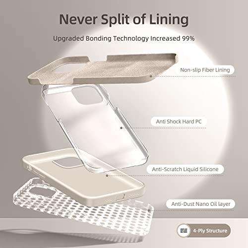 Dssairo [5 In 1 Designed For Iphone 13 Case, With 2 Pack Screen Protector + 2 Pack Camera Lens Protector, Liquid Silicone Ultra Slim Shockproof Protective Phone Case [ Microfiber Lining] 6.1(Stone) #TOP1