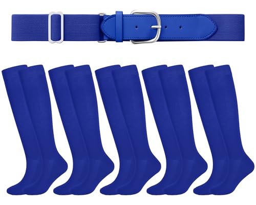 Image of Haysandy Baseball or Softball Sock and Belt Combo Set 5 Football Baseball Socks with Softball Belt for Kids Youth Boys