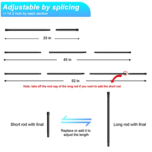 Curtain Rods For Windows 28 To 48 Inch, 5/8 Inch Matte Black Curtain Rod Set With Brackets Heavy Duty Small Drapery Curtain Rods, Size: 23-52 Inch #TOP3