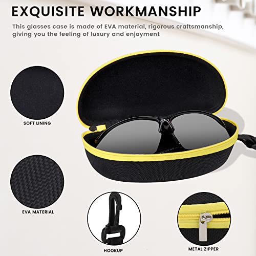 Image of molshine 3 Pieces Portable Hard Shell Sunglasses Case, Zipper Eyewear Eyeglasses Case with Hook for Women Men Travel Sports
