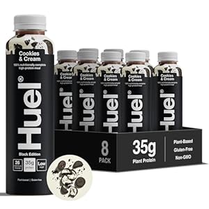 Huel Black Edition Ready-to-drink, 8 x 500ml Bottles, Protein Shakes, Cookies & Cream Flavour, High Protein Drink, 35g Protein Per Bottle, Rich in Vitamin D, Fatty Acids, Calcium, Ready Meals