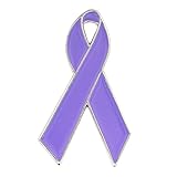 PinMart Awareness Enamel Lapel Pin – Nickel Plated Lavender Ribbon Pin – Cancer Prevention Ribbon or Cancer Survivor Awareness – Jewelry Brooch with Secure Clutch Back – 1 Piece