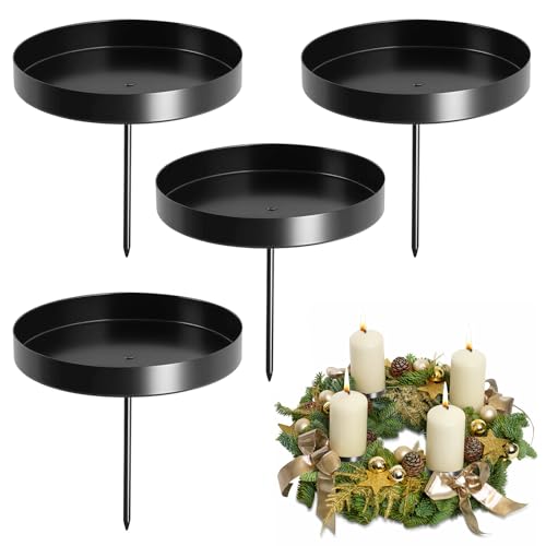 Spetsbst 4 Stück Kerzenhalter Adventskranz Schwarz, Kerzenständer...