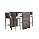 Teamson Home 5-teilige Rattan-Gartenmöbel für den Außenbereich, Stehtisch, Esszimmertisch & Stuhl-Set für Wintergarten mit Holzplatte
