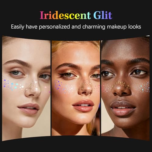 24pcs Glitter Freckles Makeup Patches-Holographic-Face Glitter Speckles, Sparkle Speckles Patches for Women, Glitter Face Freckles Tattoo, Cute Sparkling Fake Freckles,Party Festival Decorations — view 4