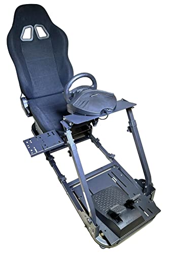X Factor Gaming Chair Simulator Cockpit Real Racing Seat Model Driving Platform With Steering Wheel Stand And Gear Shifter Mount, Reclining Professional Level Racing Seat Heavy Duty Adjustable Frame #TOP1