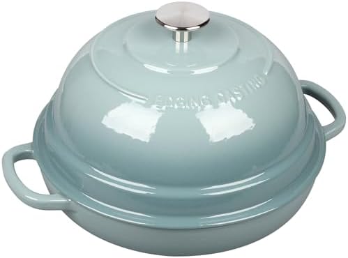 Enameled Cast Iron Dutch Oven Pot with Lid, Round Bread Oven for Homemade Sourdough Bread Baking, 6 Quart, Slateblue