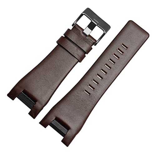 BONOOL Bracelet en cuir de 32 mm pour bracelet de montre Diesel Bracelet de montre pour DZ1216 DZ1273 DZ4246 DZ4247DZ287 Bracelet de montre (Color : B-Brown-blackbuckle, Size : 32mm)