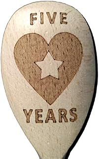 FastCraft 5th ANNIVERSARY WOOD GIFT WOODEN BAKING SPOON FIVE 5 YEARS MARRIED PRESENT