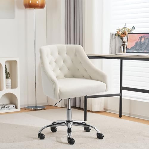 WOEOA Homeoffice Stuhl,Schreibtischstuhl Samt,Schminktisch mit Rollen,Frauen...