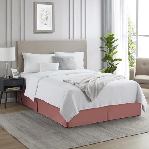 Image of Nestl Pink Clay Twin Bed Skirt - Twin Size Bed Skirt 14 Inch Drop - Brushed Microfiber Bed Skirts - Hotel Quality Pleated Bed Skirt - Shrinkage & Fade Resistant