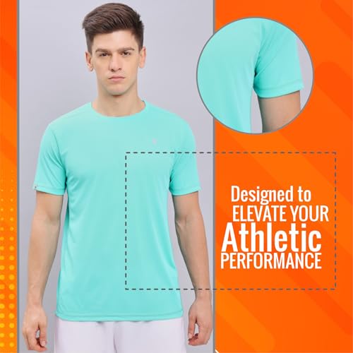 Image of TECHNOSPORT Men's Slim Fit Polyester Activewear Sports T-Shirt with Moisture-Wicking Comfort for Workout, Running & Gym