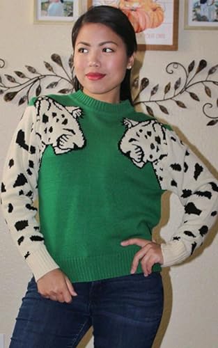 Image of Angashion Women's Sweaters Casual Floral Printed Patchwork Long Sleeves Knitted Pullover Cropped Sweater Tops