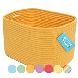 OrganiHaus Orange Basket for Shelves, Decorative Cloth for Organizing, Cotton Rope Storage Basket for Toys, Small Woven Baskets for Storage