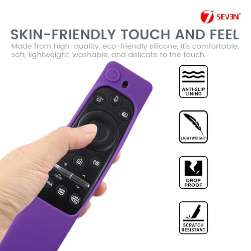 Image of 7SEVEN Compatible with Samsung Tv Remote Cover Suitable Model BN59-01XXXX Series Case to Protect Remote Control from Physical Damage, Ensure Smart Remote with 3 Hotkeys at Last Row Only Fit (Purple)