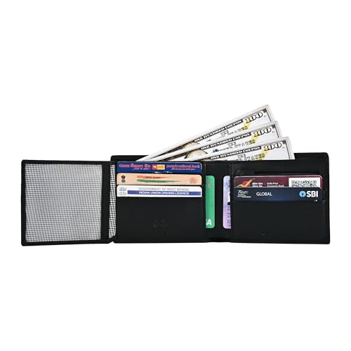 Image of Genuine Leather Wallet for Men Black | RFID Blocking | Bi fold,Tri fold | Classic Slim,Stylish Mens Wallet with Multiple Card Slots,Coin Pocket & ID Window | Gift for Men
