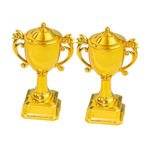 VALICLUD Mini Trofeos Deportivos Dorados 2 Unidades para Decoración de Pasteles y Eventos Temáticos Infantiles