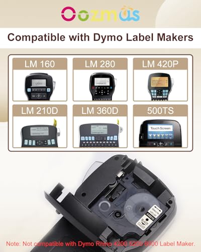 Oozmas Kompatibel mit Dymo D1 Etikettenband 45010 a45010 12mm x 7m Schwarz auf Transparent, Clear Etikettenband Kompatibel mit Dymo LabelManager LM160 LM210D LM260P LM280 LM360D LM420P, 3er-Pack