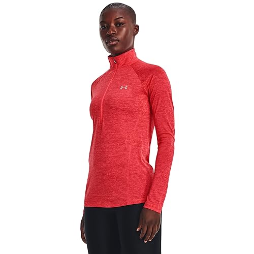 Under Armour Womens Tech Twist ½ Zip Long-Sleeve Pullover, (628) Beta/Pomegranate/Metallic Silver, Medium