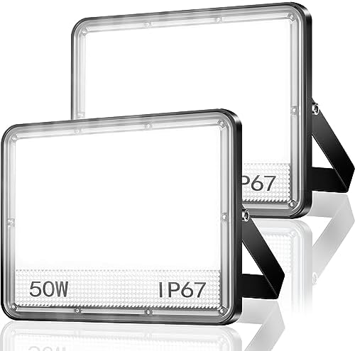 Faretto LED da Esterno 200W 2 Pezzi, YIQIBRO 2 in 1 20000LM 7000K Bianco Freddo Faro LED Esterno