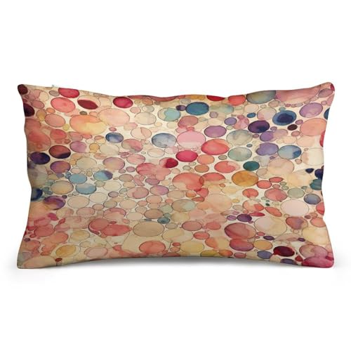 HKMNTGD Rectangle Pillow Cover 12x8Inch,Light Beige and Peach Printed Plush