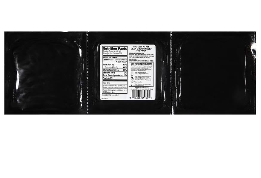 Lean Ground Beef , Ready for the freezer and prevents freezer burn. Stays fresh in refrigerator until ready to use. Once opened the ground beef will bloom to a bright red color. Great for meatballs, meatloaf or other ground beef dishes and meat sauces. 3 PK .. [ 64 oz , 4 Pound ]