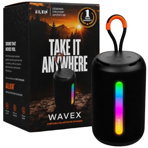 Image of AILKIN Portable Bluetooth Speakers Wireless | 8W Powerful Sound, 360 Surround Sound, Splash Proof Design, RGB Light & TWS Stereo Pairing | Mini Wireless Speaker for Home, Travel & Outdoor