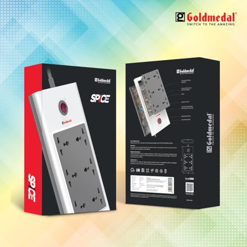 Image of Goldmedal Spice Max 6x1 Spike Guard, Colour: White & Grey, Max Load: 10A, Sockets: 6 International Sockets