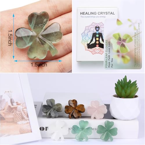 Natural Fluorite Four Leaf Clover - Feng Shui Lucky Crystal for Love Positivity, Polished Healing Stone Decor, Birthday Gift for Her Gift for Women Men - Image 3