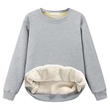 Pull de doublure en fourrure pour filles, design classique à col rond, couleur unie avec un style simple, facile à assortir différents styles de tenues et de pantalons.