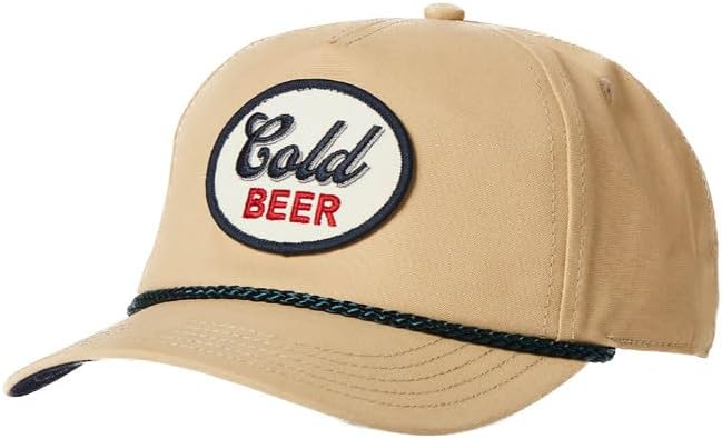 Toes on the Nose Cold Beer Adjustable Snapback Hat, Khaki
