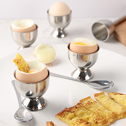 Leegg-DE Eierknacker Topper Set mit 13 Eierbechern für weich gekochte Eier Werkzeugset beinhaltet 1 Eieraufsatz Cracker 6 Eierbecher 6 Löffel (Eierbecher 13) – Bild 5