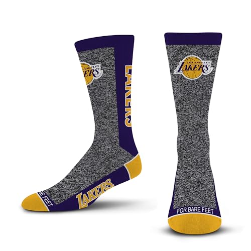 For Bare Feet NBA LOS ANGELES LAKERS Marble MVP Crew Sock Team Color LARGE