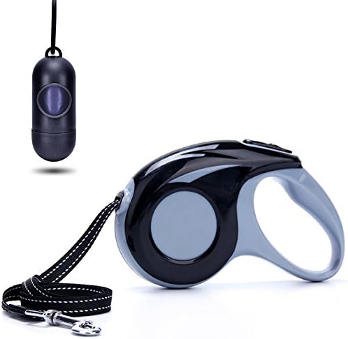 TrustyPaw Retractable Dog Leash - Adjust the Length with Greater Ease than any Other Leash - Top Quality Locking System and ABS Plastic - BONUS Poop Bag Dispenser with Bags Included